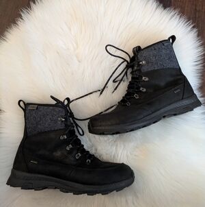 Icebug Ice Bug Adak Wool Leather Ladies 9 Black Gray Lace-Up Boots